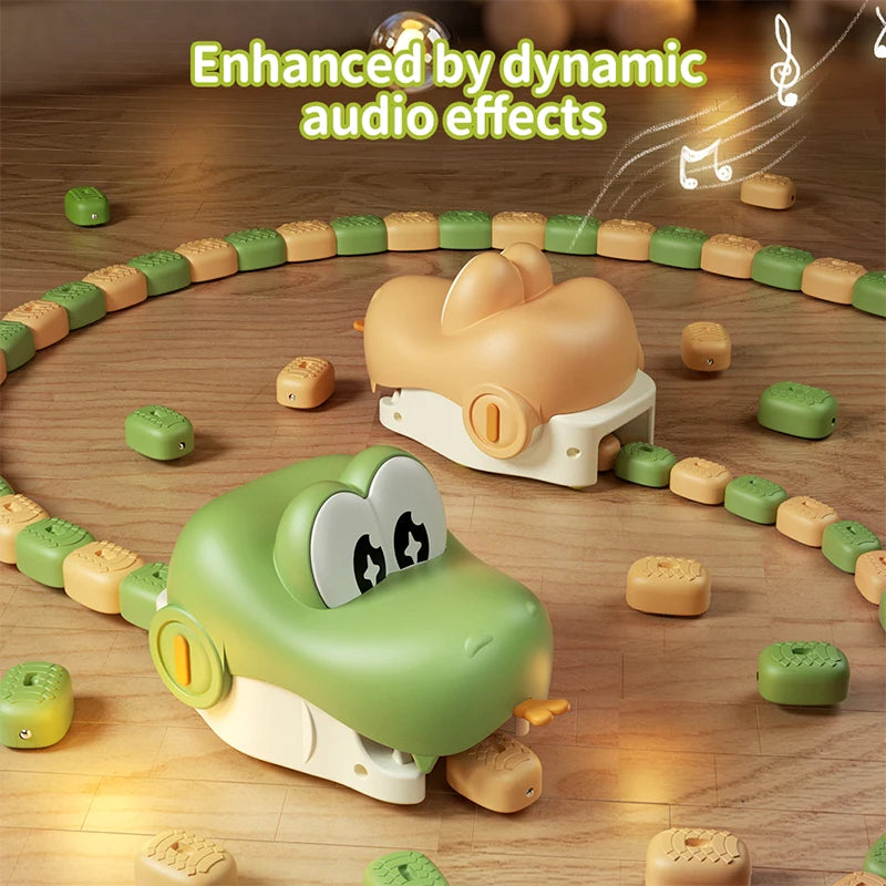Remote Control Magnetic Eating Snake Toy Greedy Bean Chasing Game RC Car Interactive Educational Toy Children Christmas Gifts
