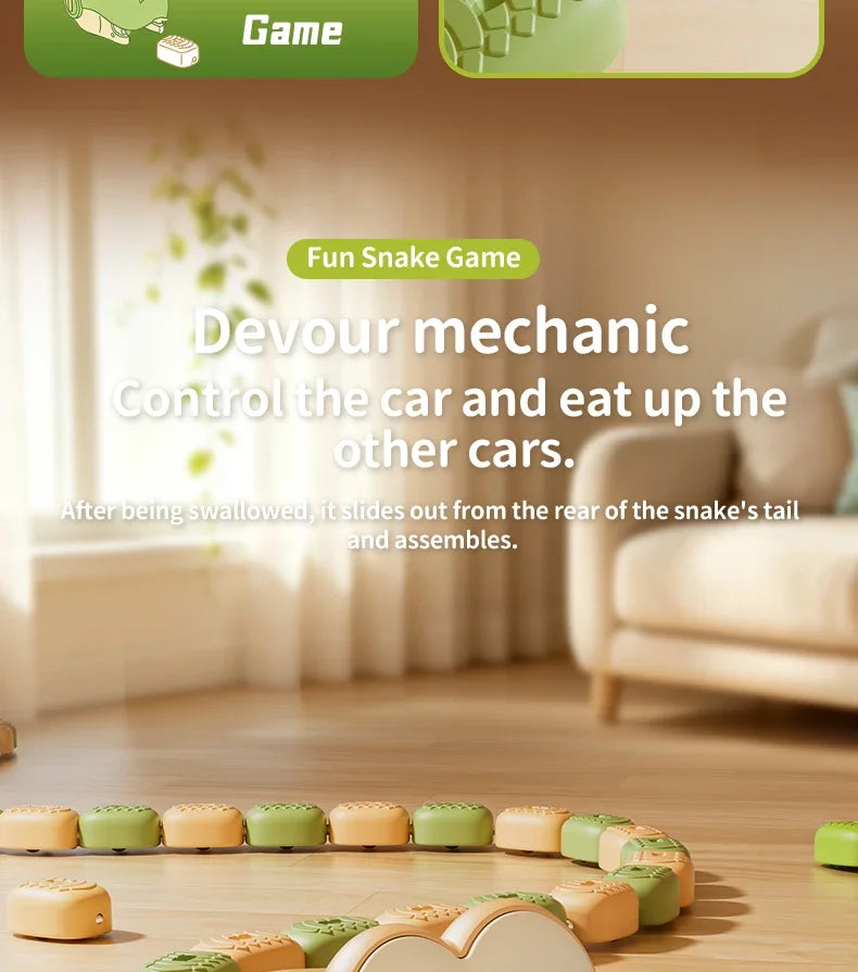 Remote Control Magnetic Eating Snake Toy Greedy Bean Chasing Game RC Car Interactive Educational Toy Children Christmas Gifts